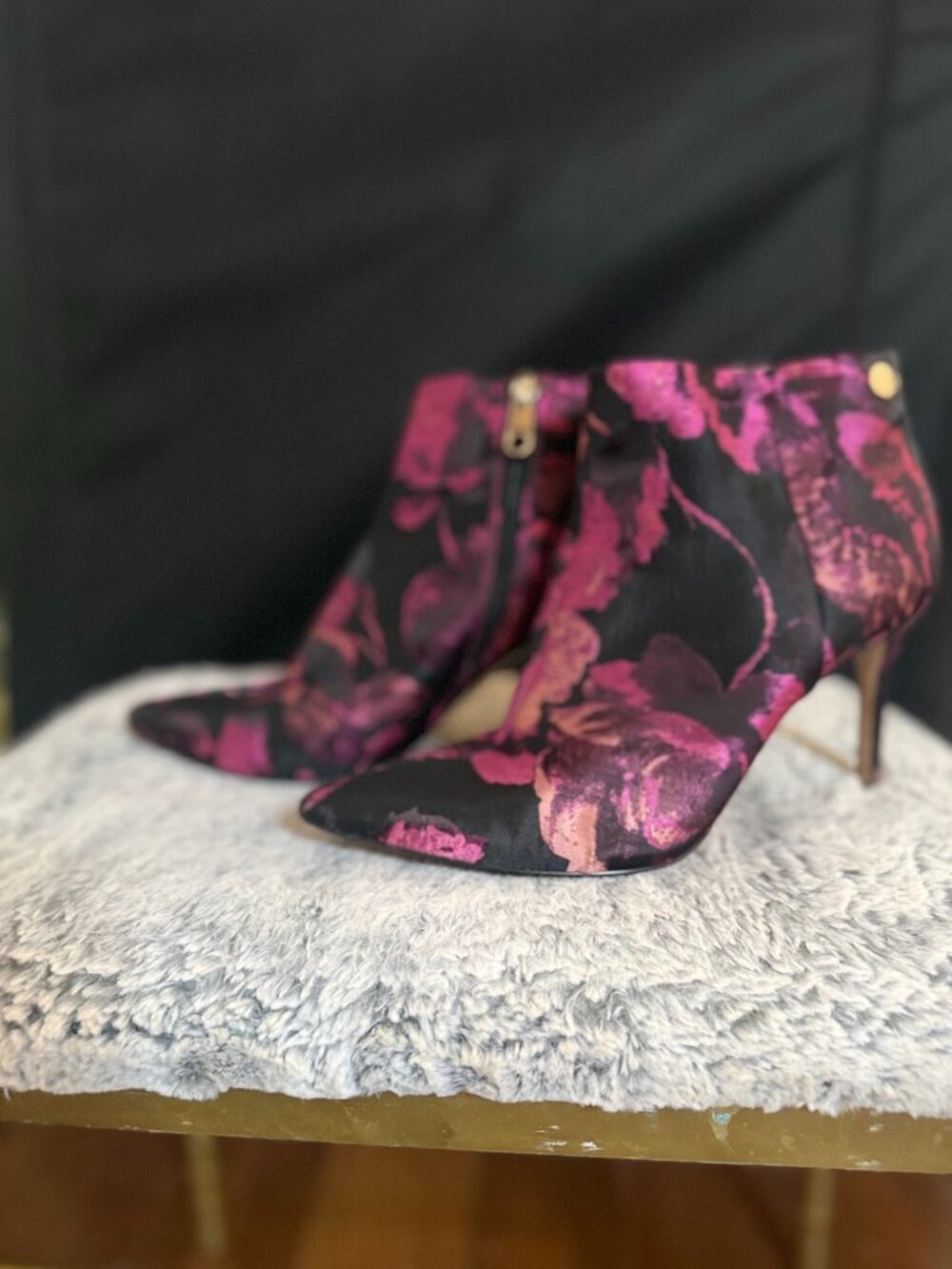 Louise et Cie Stiletto Floral Satin Ankle Boots